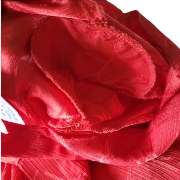 Yves St. Clair Red‎ Jacquard Geometric Button Up Blouse Vintage Size 12 - Picture 7 of 11